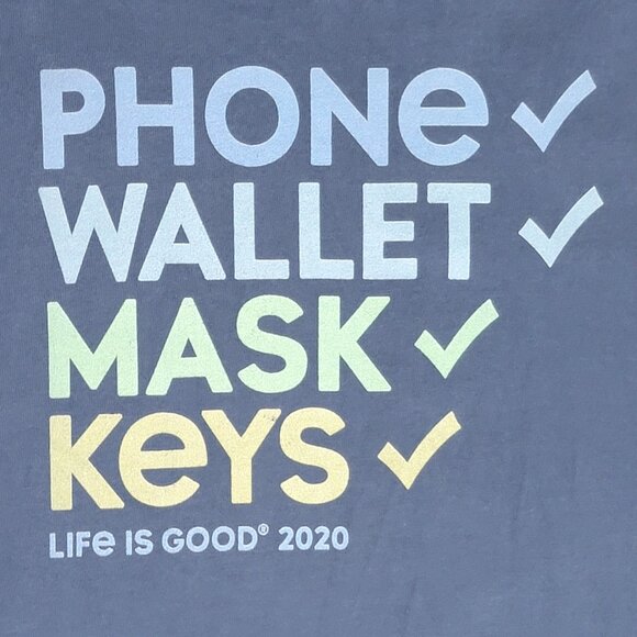 Life Is Good Men's Navy Phone Wallet Mask Keys Short Sleeve Crusher Tee - XL - Picture 2 of 8